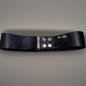 Brave Leather Belt Sz 30 Black Silver Stud Statement Made In Canada Punk Grunge